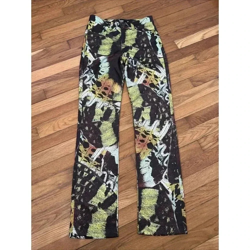 Jaded London Abstract Print Pants - Black, Green, Yellow